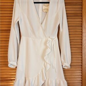 Altar'd State Cream Long Sleeve Wrap Dress